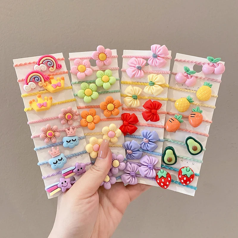 50 Pcs Girls Cartoon Fruit Animal Rubber Band Hair Accessories Cute Baby Small Rubber Band Hair Circle Holiday Gift Set Viralgem Store