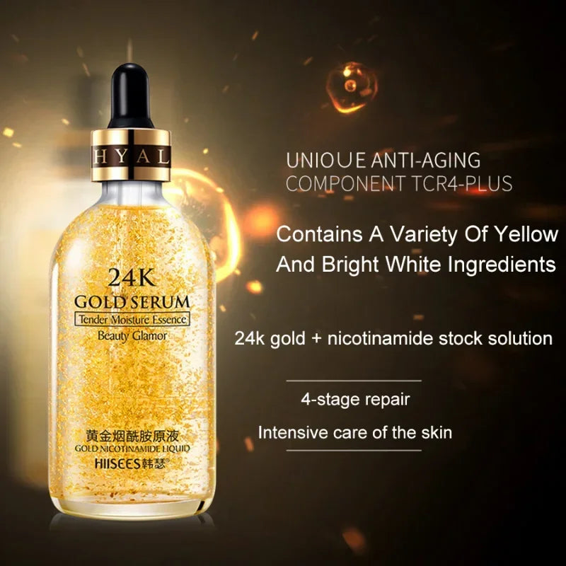 24K Gold Facail Essence Oil Hyaluronic Acid Moisturizer Serum Brightening Day Creams Anti Aging Skin Care 30/100ML