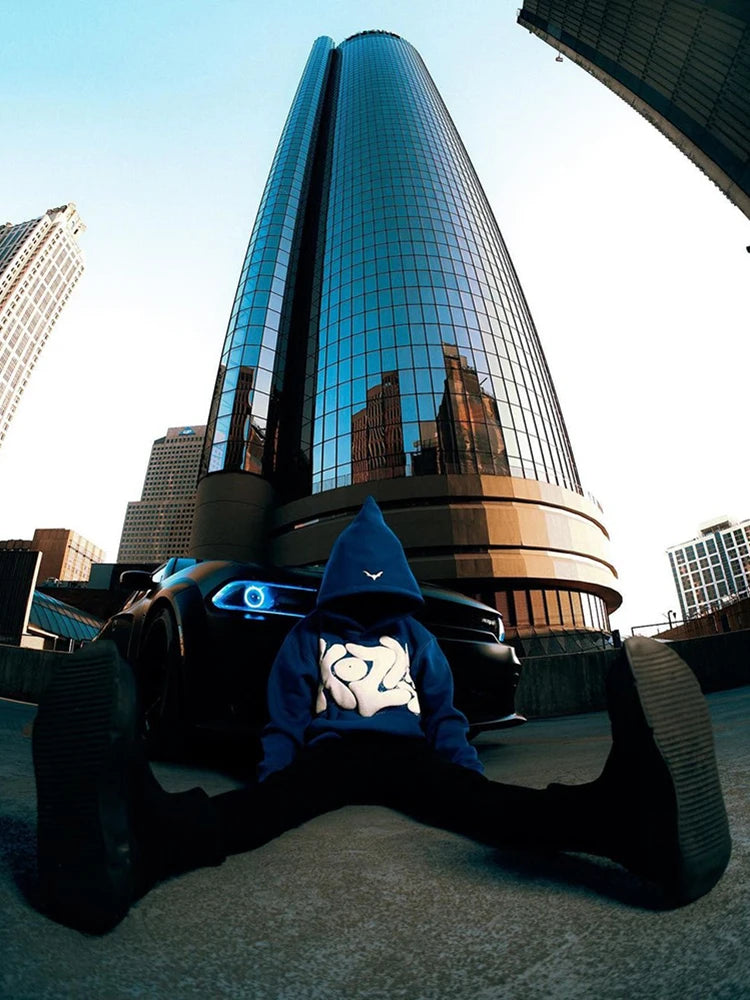 Women Graphic Foaming Printed Hoodies Gothic Long Sleeve Loose Sweatshirts Men Autumn Winter Y2k Punk Hooded Pullovers