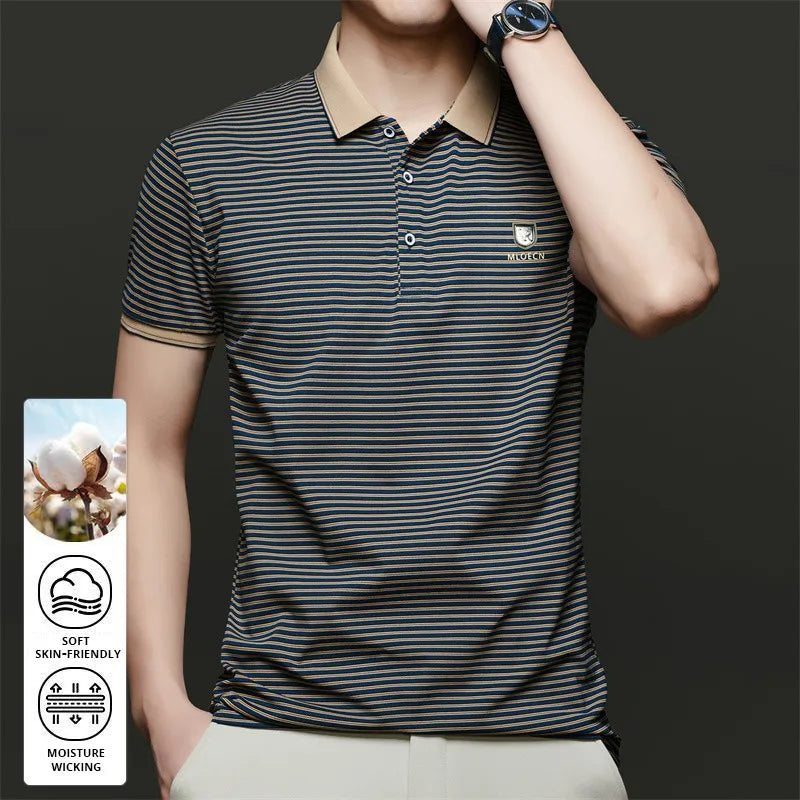 Top Grade 2025 Summer Brand Designer Polo Shirts For Men Summer Stripped Slim Fit Short Sleeve Casual Tops Fashions Men Clothes Viralgem Store