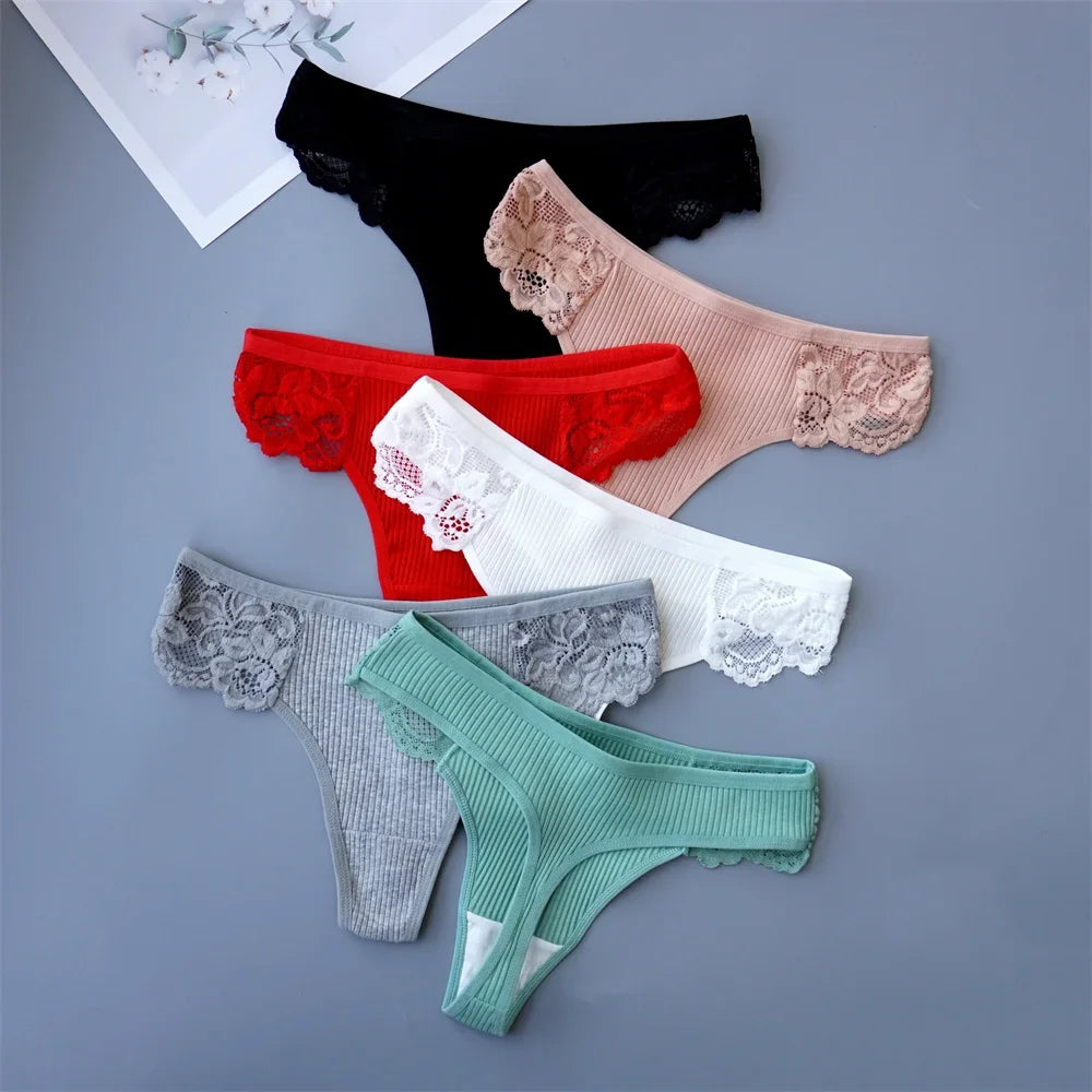 3Pcs/Set Women Thread Cotton Lace Thong Panties Pack Sports Ladies Seamless G Strings Cozy Lingerie Tanga Panty Viralgem Store