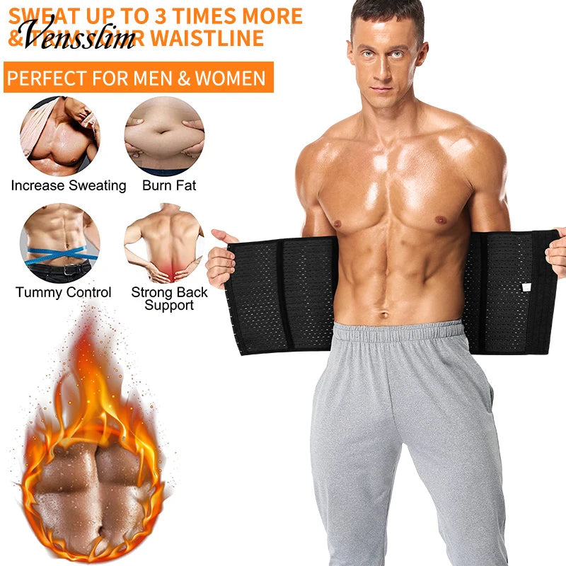 Vensslim Men Slimming Body Shaper Belt Weight Loss Tummy Control Strap Hooks Waist Trainer Workout Fitness Compression Corset Viralgem Store