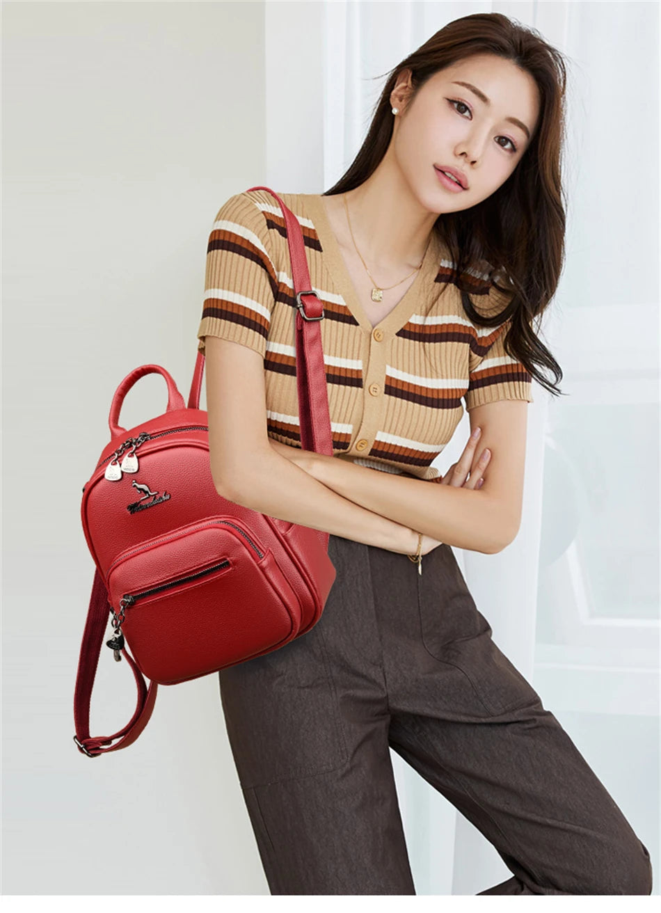 Women Travel Backpack for Teenager Girl 2024 Soft Leather Female Fashion 3 In 1 Bagpacks Large Capacity Ladies Mochilas Feminina Viralgem Store