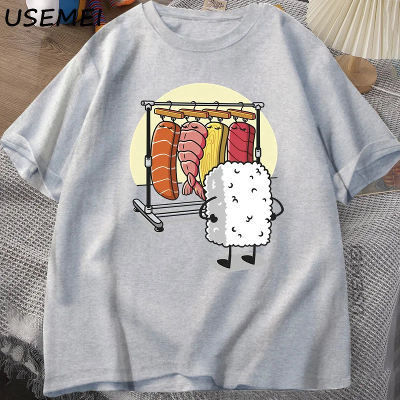 Sushi Wardrobe T Shirt Women Men Funny High Quality T-shirt Cotton Graphic T Shirts Loose Short-sleeve Pritned Tshirt Man Tops Freshlook Styles