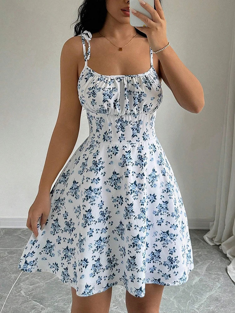 Women's Summer Floral Spaghetti Strap Beach Short Dress,Womens Dresses,Woman Clothing,Woman Clothes,Sundress,New In Dress 2025 Viralgem Store