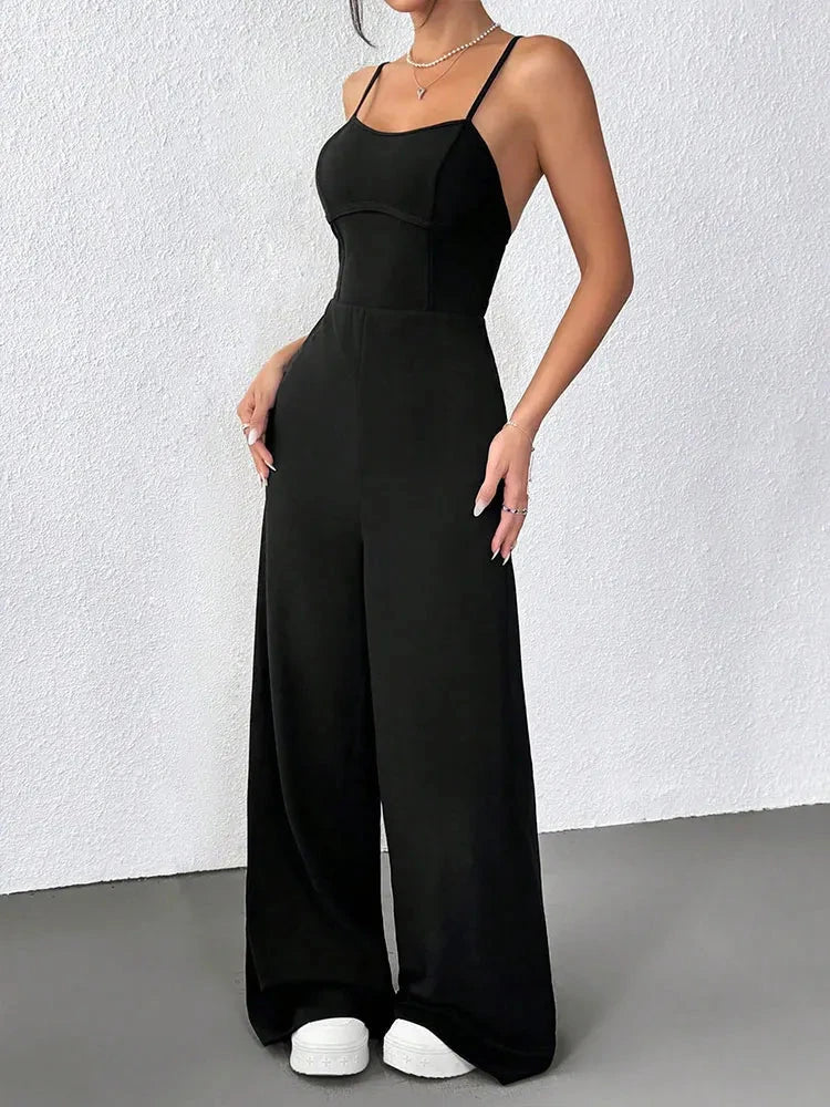 Summer New Women Sling Jumpsuits Streetwear Fashion Casual Slim Jumpsuits Black Sexy Backless V-Neck Sleeveless Female Clothing Viralgem Store
