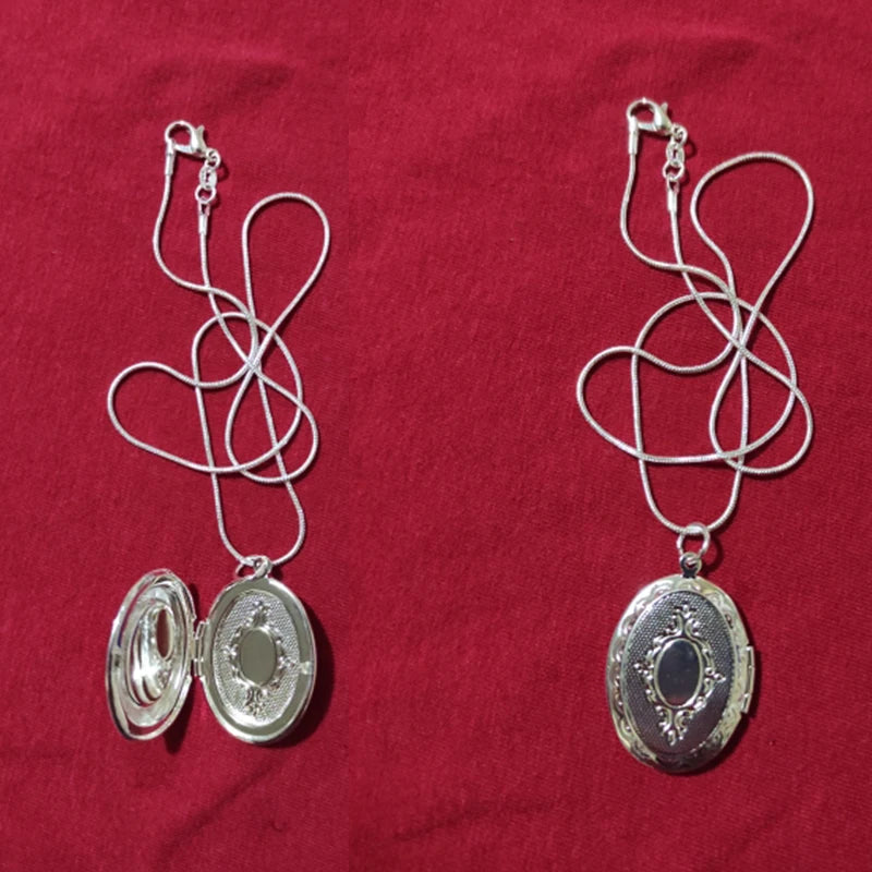 40-75cm 925 Sterling Silver Oval heart Round Photo open Frame Pendant Necklace Snake Chain For Woman Man Wedding Jewelry