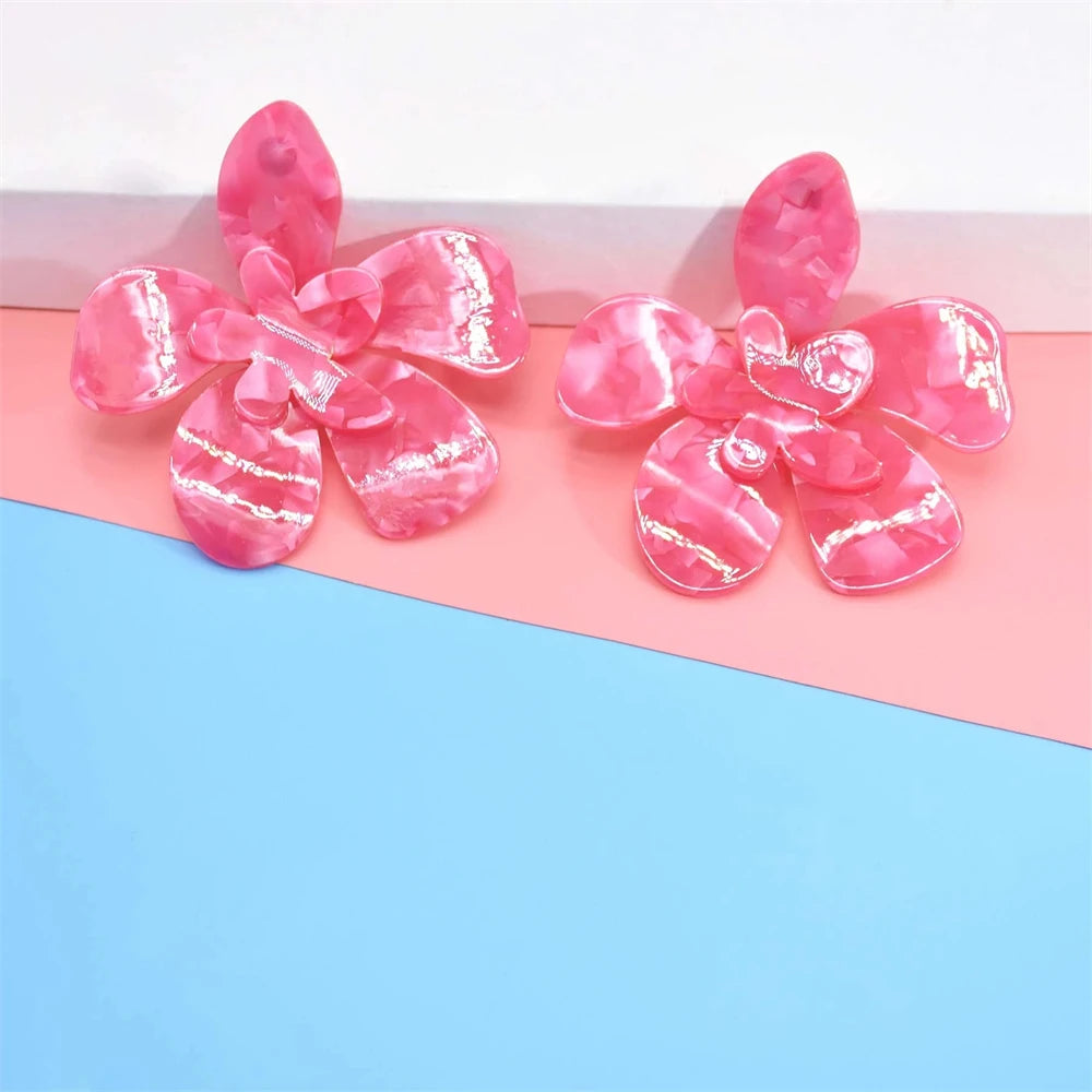 Acrylic Fashion Big Flower Pendant Earrings Double Layer Flowers Women's Earrings for Women 2023 New Party Jewelry Gifts