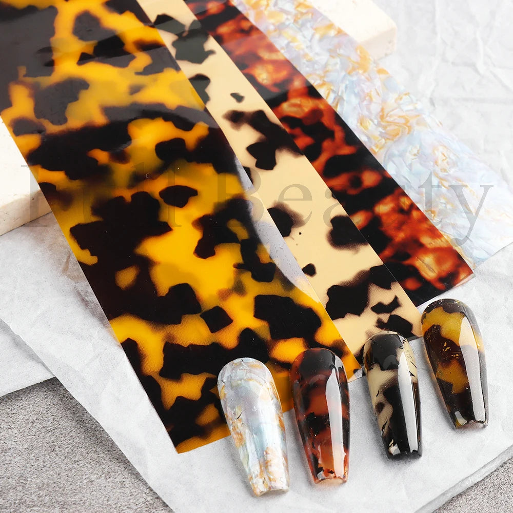 10Pcs Hologram Transfer Foil Nails Laser Stars Holographic Nail Stickers Mermaid Tail Sliders Metallic Gel Polish Wraps NLXKY01