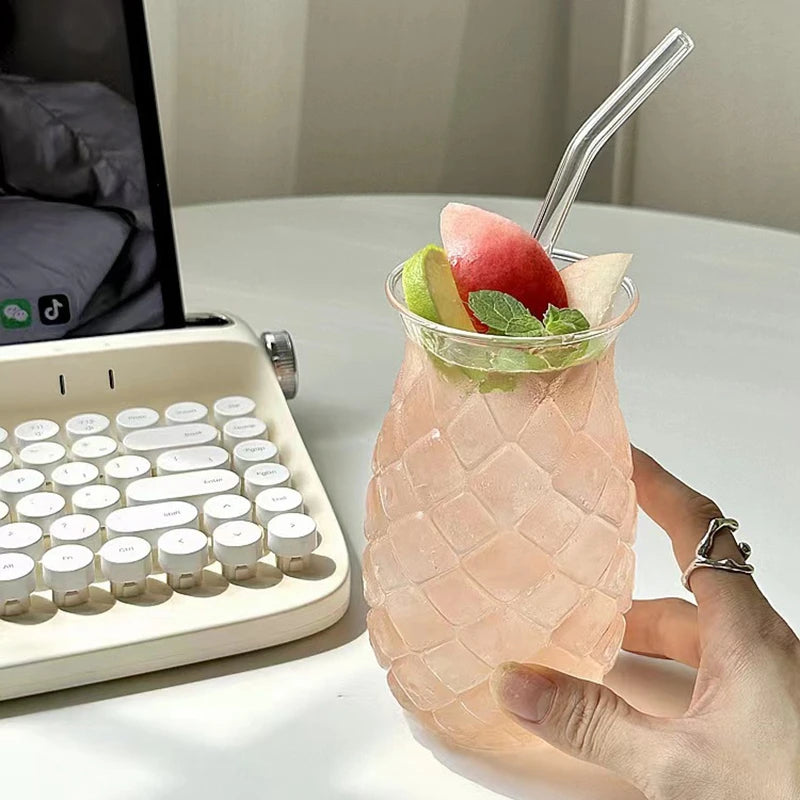 250ml-865ml INS Glass Cup Pineapple Shape Coffee Mug Transparent Cocktail Bar Beverages Soda Water Juice Mugs Cup Drinkware Viralgem Store
