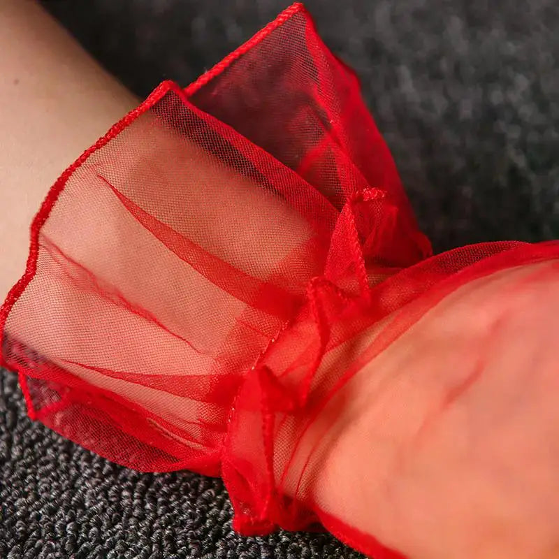 Women Short Tulle Gloves Sexy Lace Mittens Tulle Full Finger Gloves Lady Driving Glove Transparent Mittens Wedding Bridal Gloves