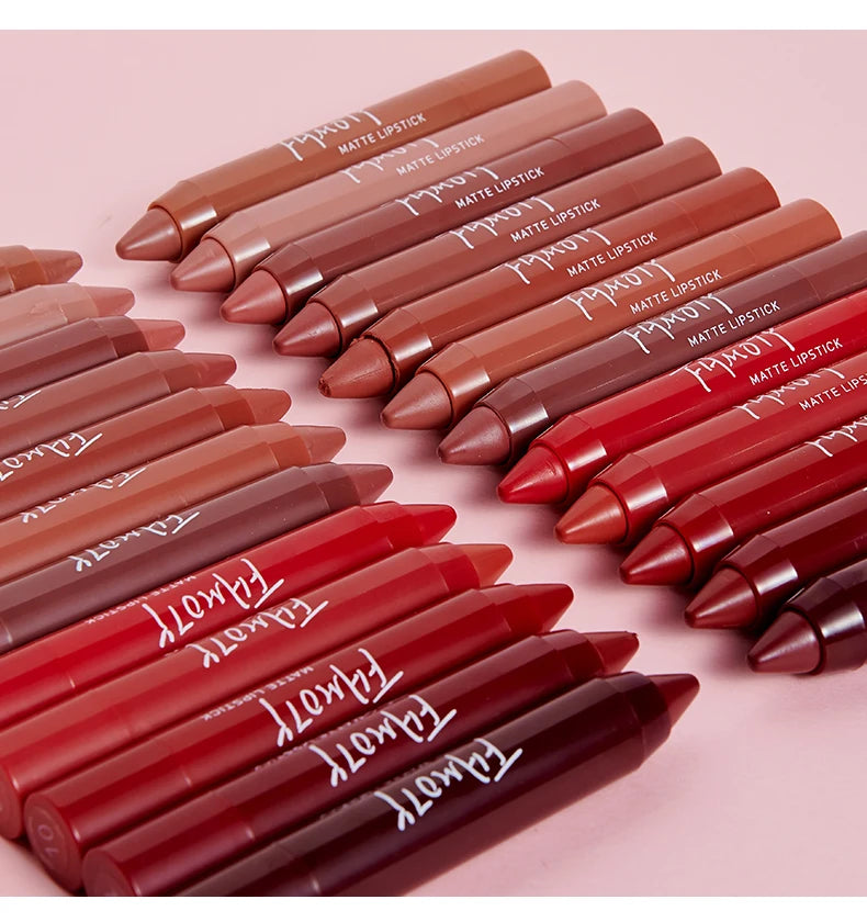 12 Colors Matte Lipstick Pen Waterproof Velvet Nude Lipstick Pencil Sexy Red Brown Pigments Lips Makeup Long Lasting Lip Tint