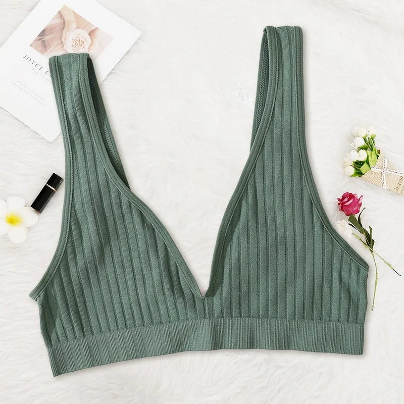 Women Seamless Sports Crop Top Sexy Bra Female Tube Tops Deep V Sexy Women's Underwear Bralette Sleeveless Camis Bandeau Top
