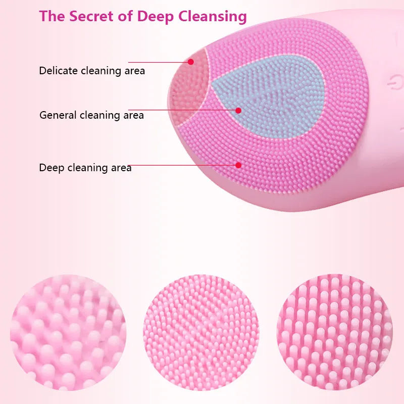 6-speed Electric Face Washer Silicone Facial Cleanser Mini Facial Cleanser Waterproof Rechargeable Ultrasonic Pore Cleaner