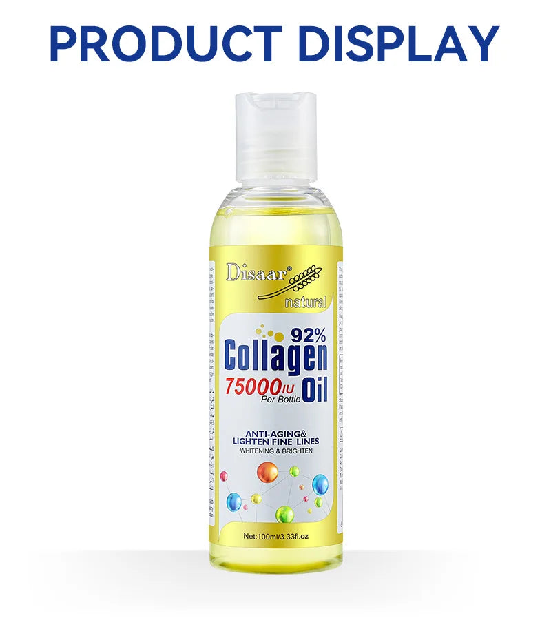 100ml 92% Collagen 75000IU Youthful Glow Oil Lighten Fine Lines Brighten Body Serum Dry Skin Hydrating Plumps, Lifts Massage Oil