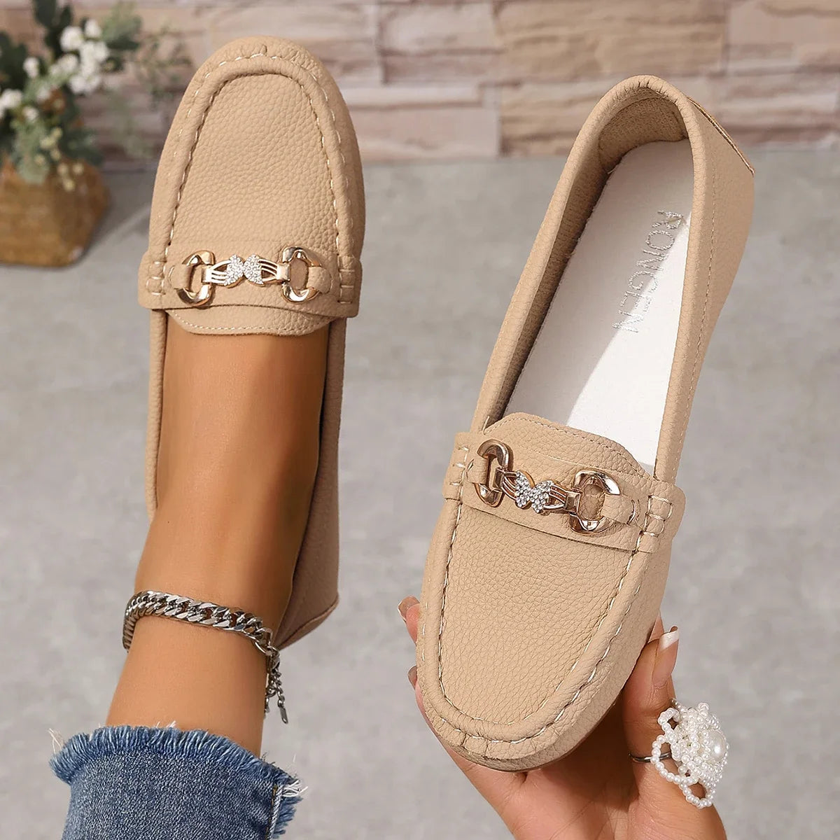 Women's Casual Slip on Mary Jane Shoes 2025 Spring Autumn New Fashion Round Toe Solid Soft Sole Flat Loafers Zapatos De Mujer Viralgem Store