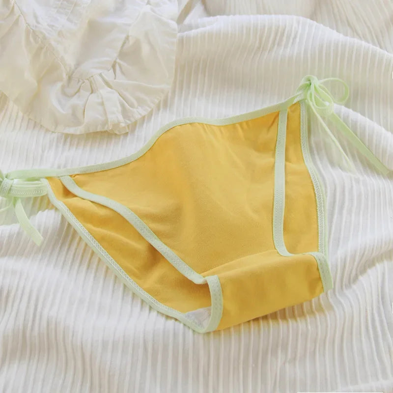 SP&CITY Young Girls Student Cute Underwear Women Japan Lace Up Cotton Panties Funny Hollow Out Seamless Briefs Female Lingerie