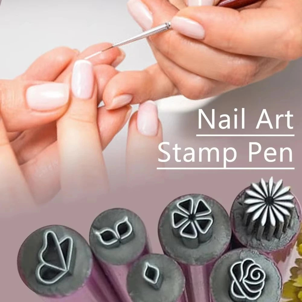 10/6/4pcs Nail Art Stamp Pen Set Handicraft Graffiti Flower Nail Templates Stamper Polishing Painting Drawing DIY Manicure Tools