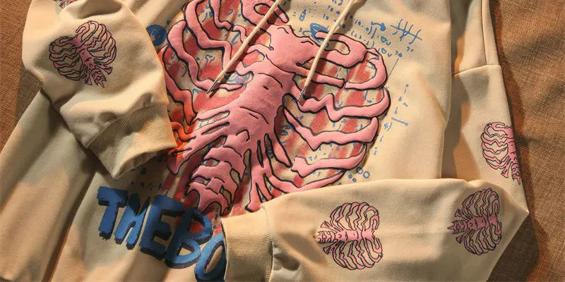 Y2K Pink Skeleton Hoodies Women Autumn Streetwear pullover Goth  Sweatshirts Harajuku Grunge Oversized Winter Hoodies Female