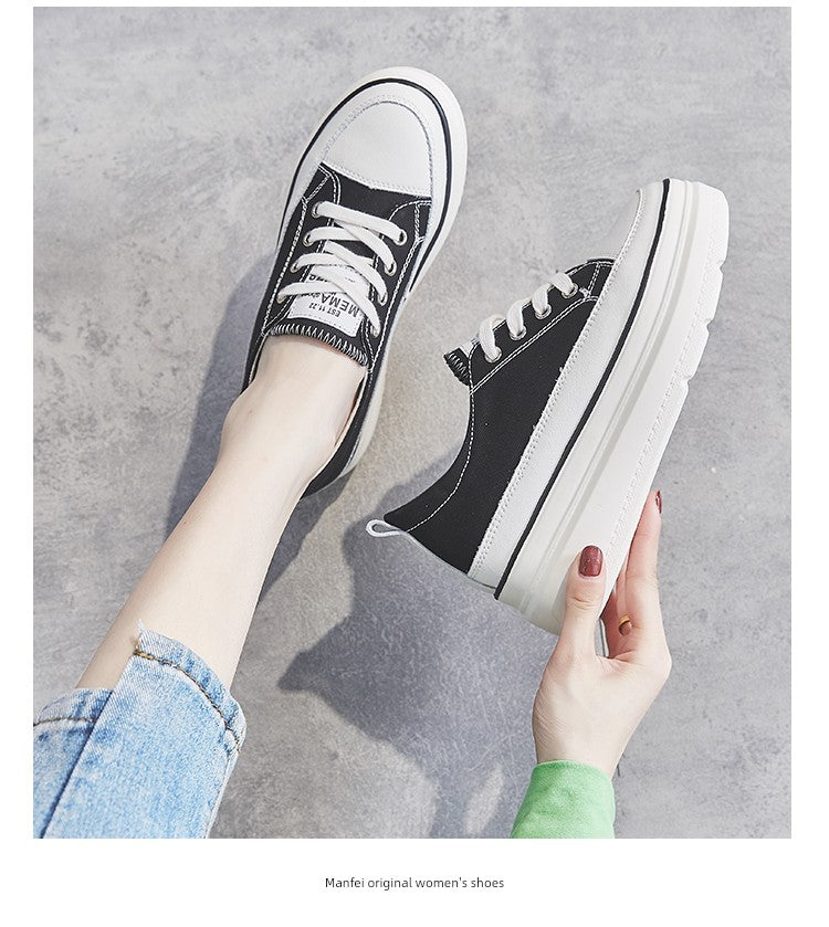 White Shoes Thick Sole Elevator Wild Best Selling Canvas Shoes