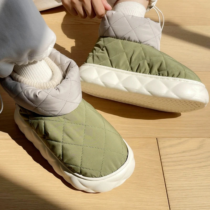 Winter Soft Women's Snow Boots Warm Snow Boots Thick Sole Bare Boots Mesh Red Couples Warm and Comfortable Winter Shoes Snow