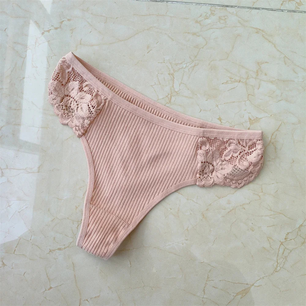 3Pcs/Set Women Thread Cotton Lace Thong Panties Pack Sports Ladies Seamless G Strings Cozy Lingerie Tanga Panty Viralgem Store