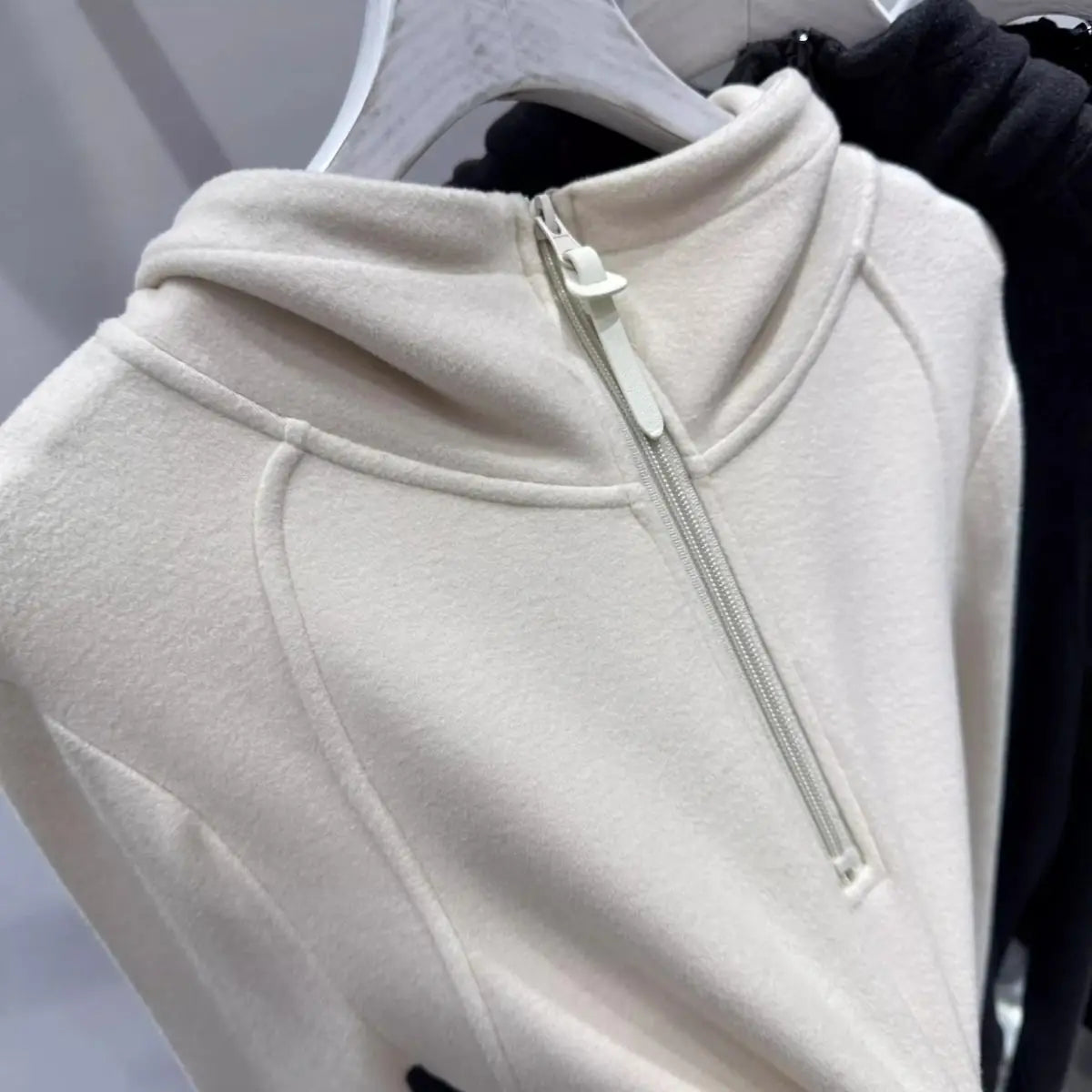 With Hat  Hoodies for Women Half-zip Simple Solid Korean Fashion All-match Streetwear Chic Design Causal Autumn Winter Tops Y2k