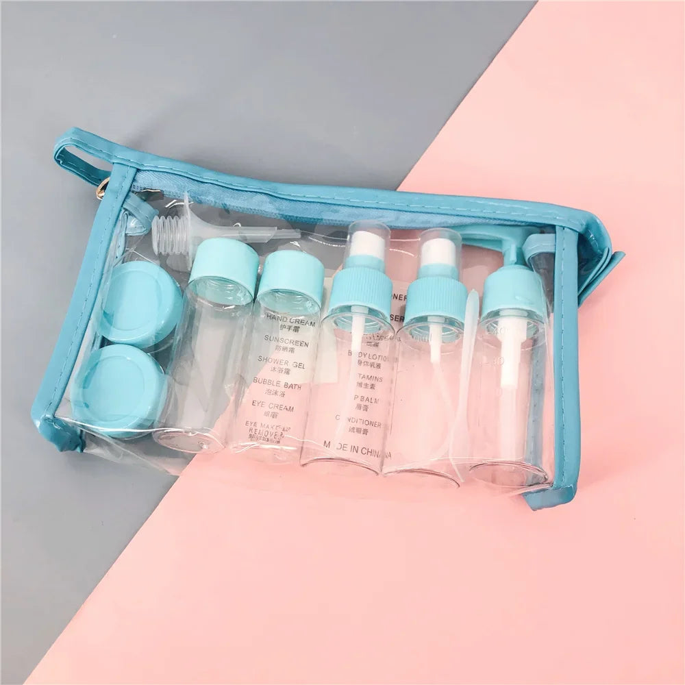 10 pc/Set Travel Mini Makeup Cosmetic Face Cream Bottles Plastic Transparent Empty Make Up Container Travel Accessories