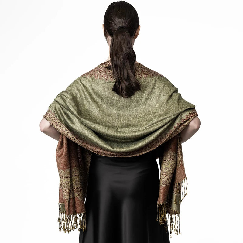 Tassel Blanket Design Thick Pashmina New Winter Warm Shawl Wrap Cashmere Scarf Women Neckerchief Poncho Stoles 2024