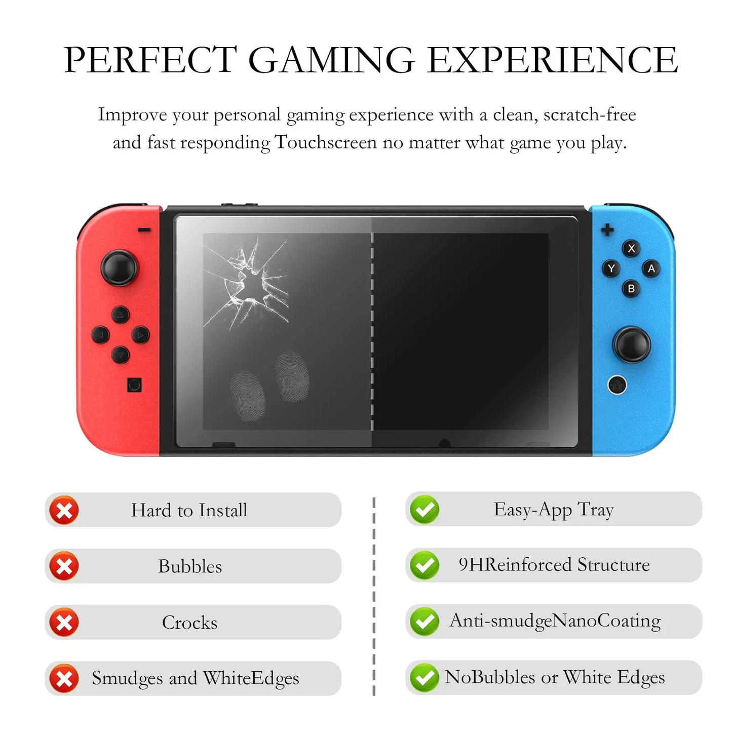 2 Pcs Tempered Glass Switch Screen Protector Premium HD Clear Anti-Scratch Screen Protector for NS Switch/lite/OLED