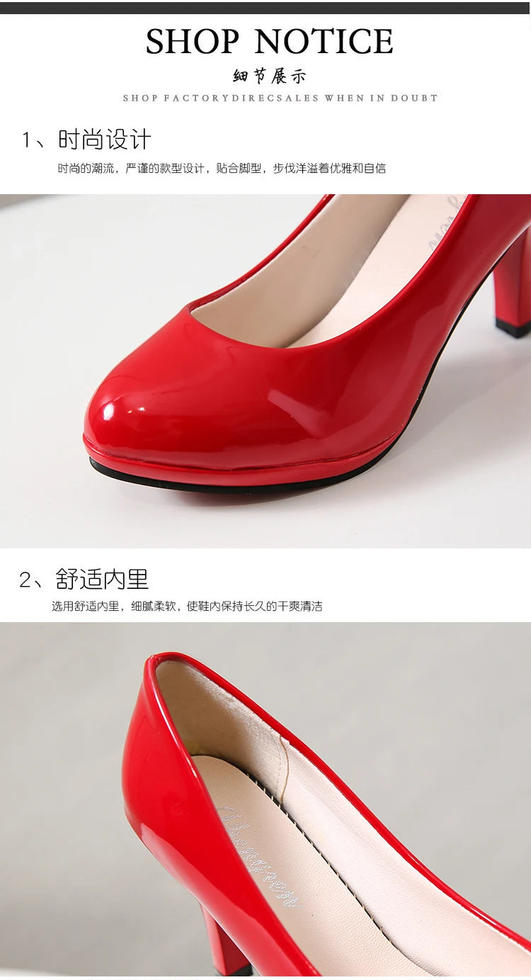 2024 High Heels Shoes Women White Wedding Shoes Thick High Heels Fashion Party Pumps Footwear Yellow Red Big Size 35-41