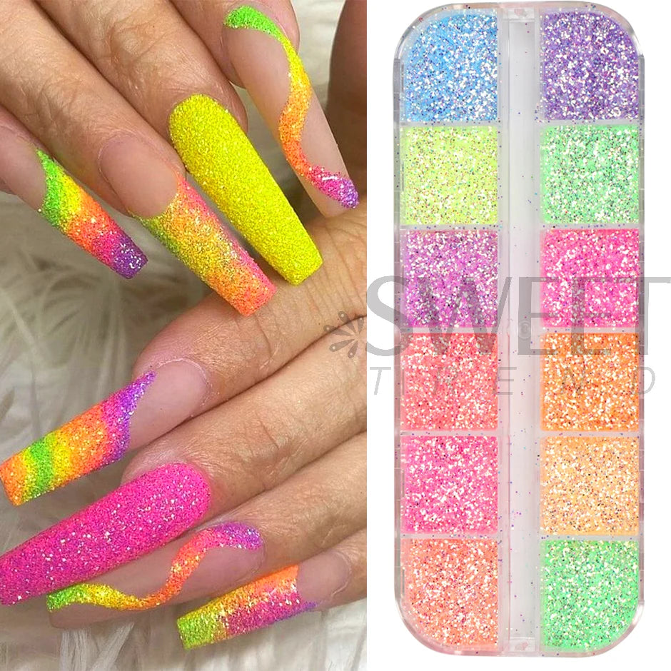 12 Grids Opal Dream Crystal Sequins Nail Flake Galaxy Iridescent Aurora 3D Paillette for Winter Autumn Manicure Decoration SWYFH Viralgem Store