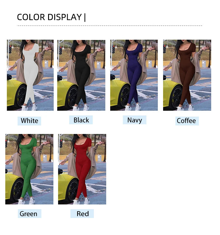 Women's Rompers Short Sleeve Solid Skinny Bodycon Jumpsuits Fashion Sports Fitness Casual Activity Streetwear Overalls Viralgem Store