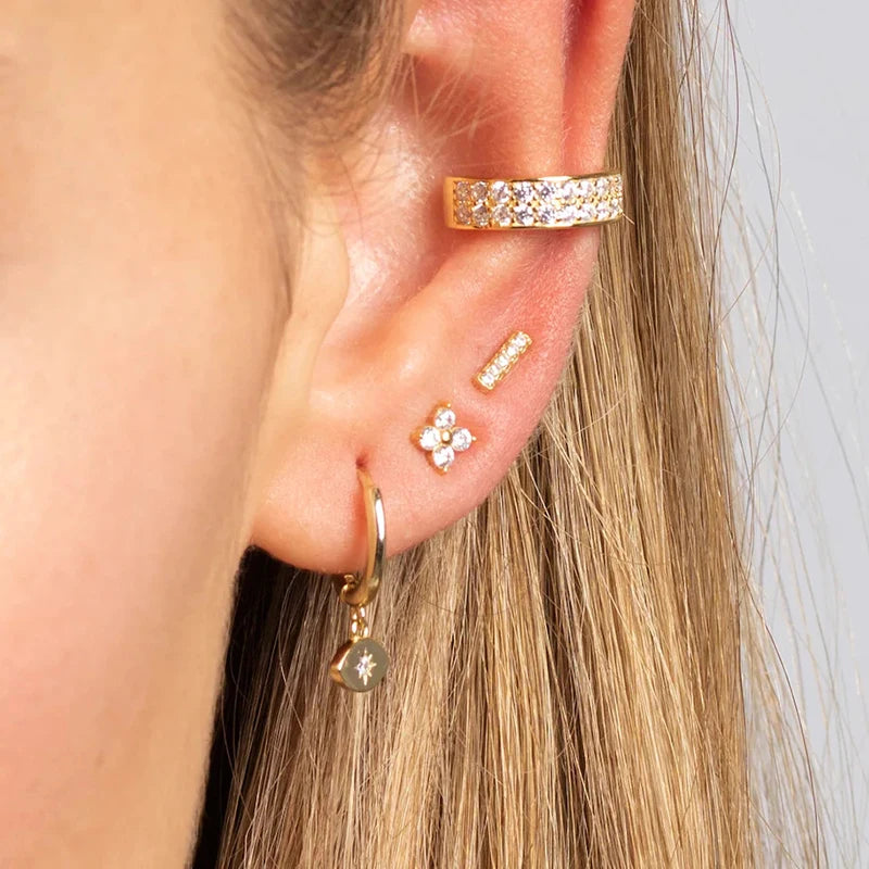 925 Sterling Silver Ear Needle Zirconia Minimalist Small Stud Earrings For Women Fashion Flat Bar Earrings Fine Jewelry Gifts