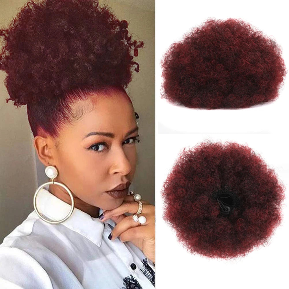Synthetic Large Afro Puff Drawstring Ponytail Kinky Curly Bun HairPiece African American Clip in Updo Extensions for Black Women Viralgem Store