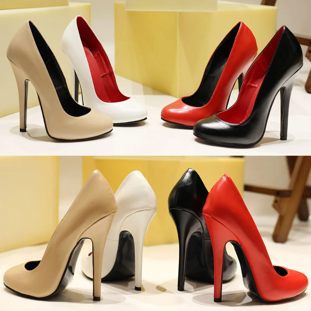 5.5 Inch Stiletto High Heel Unisex Sleek Night Club Round Toe Pump Plus Size Shoes Party Shoes Size36-46 In Stock Viralgem Store