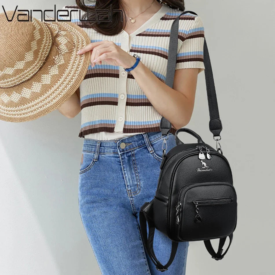 Women Travel Backpack for Teenager Girl 2024 Soft Leather Female Fashion 3 In 1 Bagpacks Large Capacity Ladies Mochilas Feminina Viralgem Store