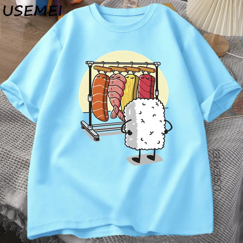 Sushi Wardrobe T Shirt Women Men Funny High Quality T-shirt Cotton Graphic T Shirts Loose Short-sleeve Pritned Tshirt Man Tops Freshlook Styles