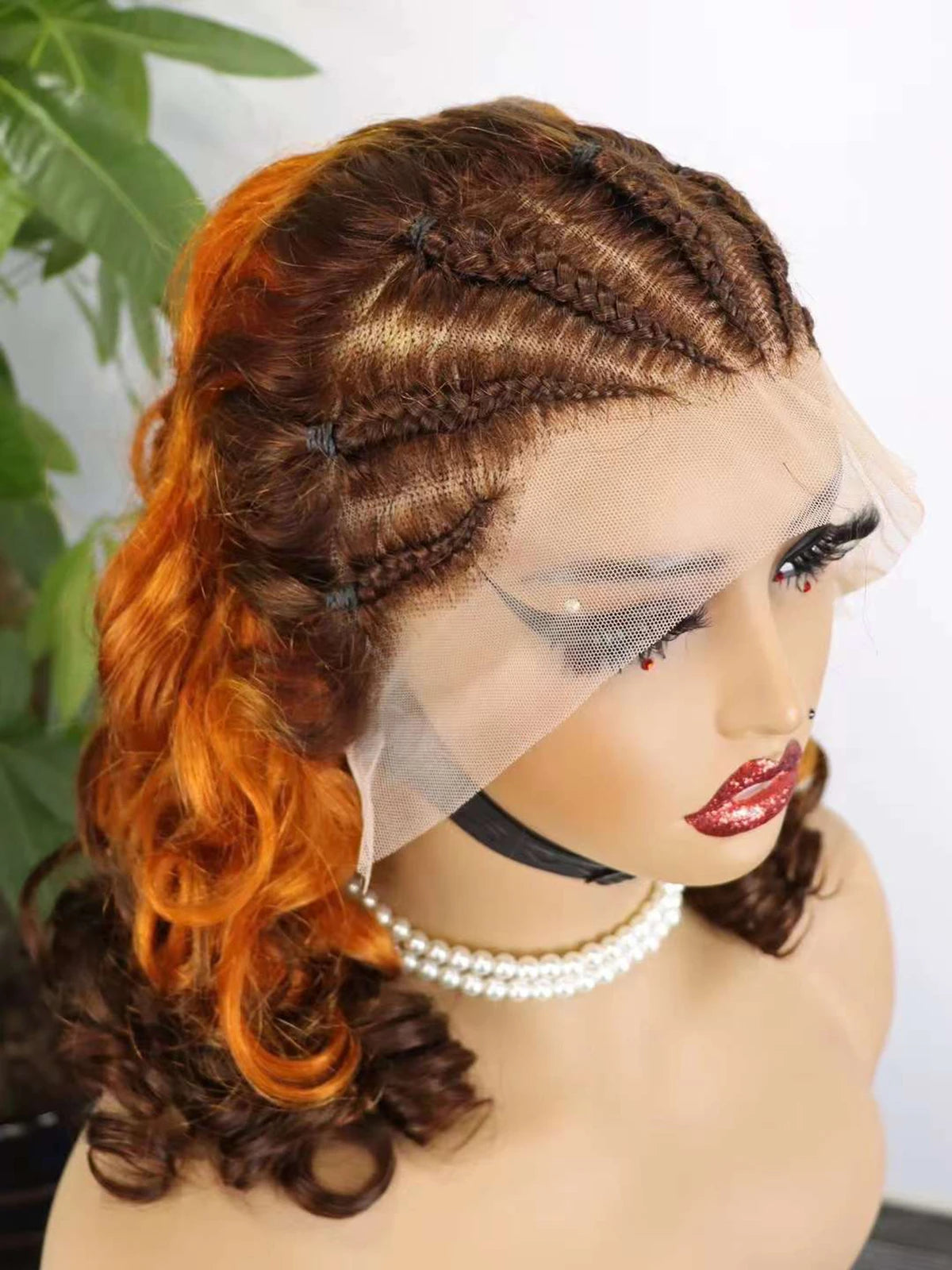 4T30T4 Color  Loose Wave Remy Human Hair Wigs 250% Density 13x4 Lace Frontal Cornrow Braided Wig SLoose Fumi Lace Braid Wig