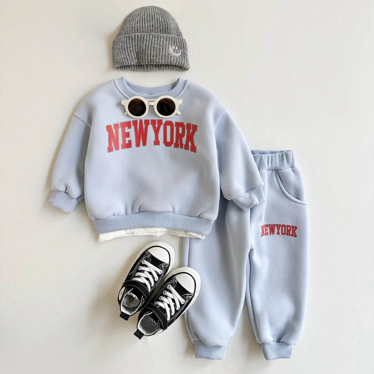 Winter Thickened Newborn Boy Girl 2PCS Plush Letter Printing Casual Suits Outfits Set Children's Clothing Viralgem Store