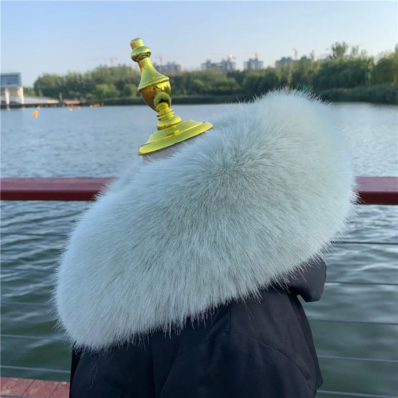 Women Faux Fox Fur Collar Shawl Furry Fur Collar For Winter Coat Hood Fur Decor Fake Fur Scarf Parkas Coat Fur Collar Scarves Viralgem Store