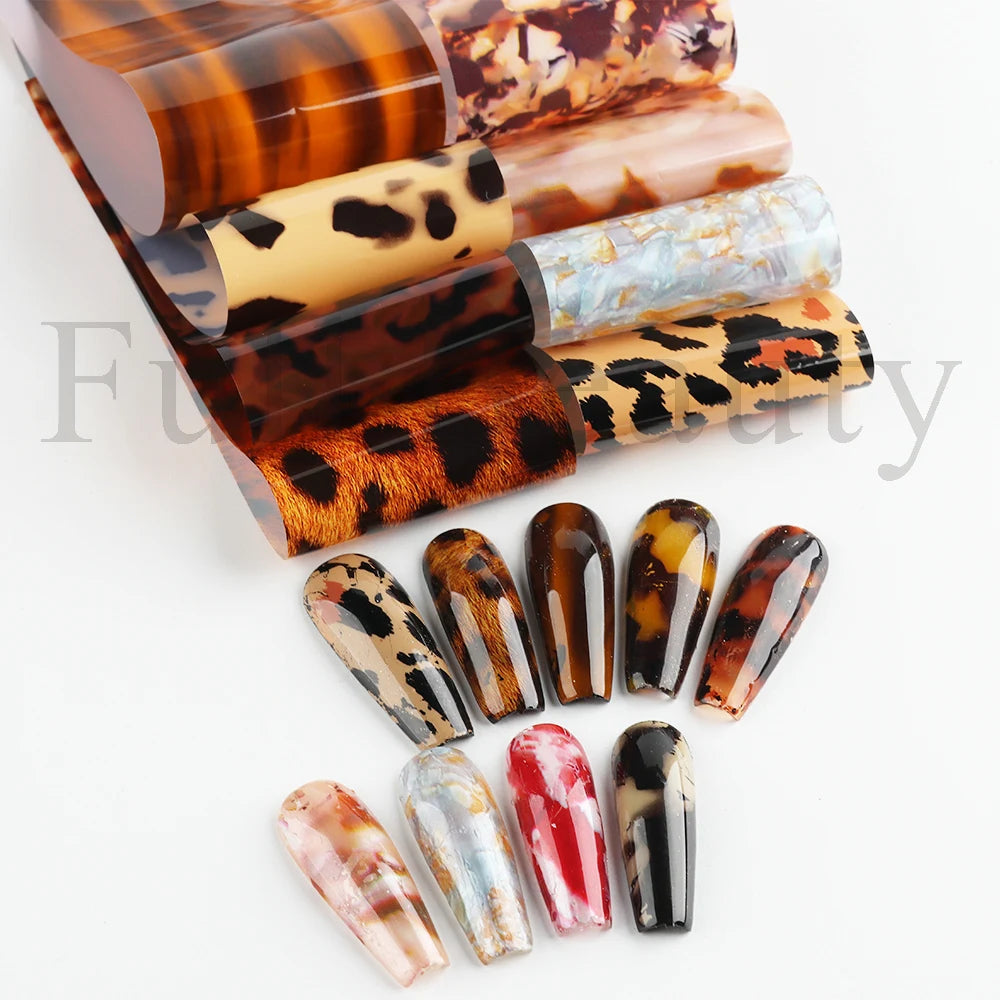 10Pcs Hologram Transfer Foil Nails Laser Stars Holographic Nail Stickers Mermaid Tail Sliders Metallic Gel Polish Wraps NLXKY01