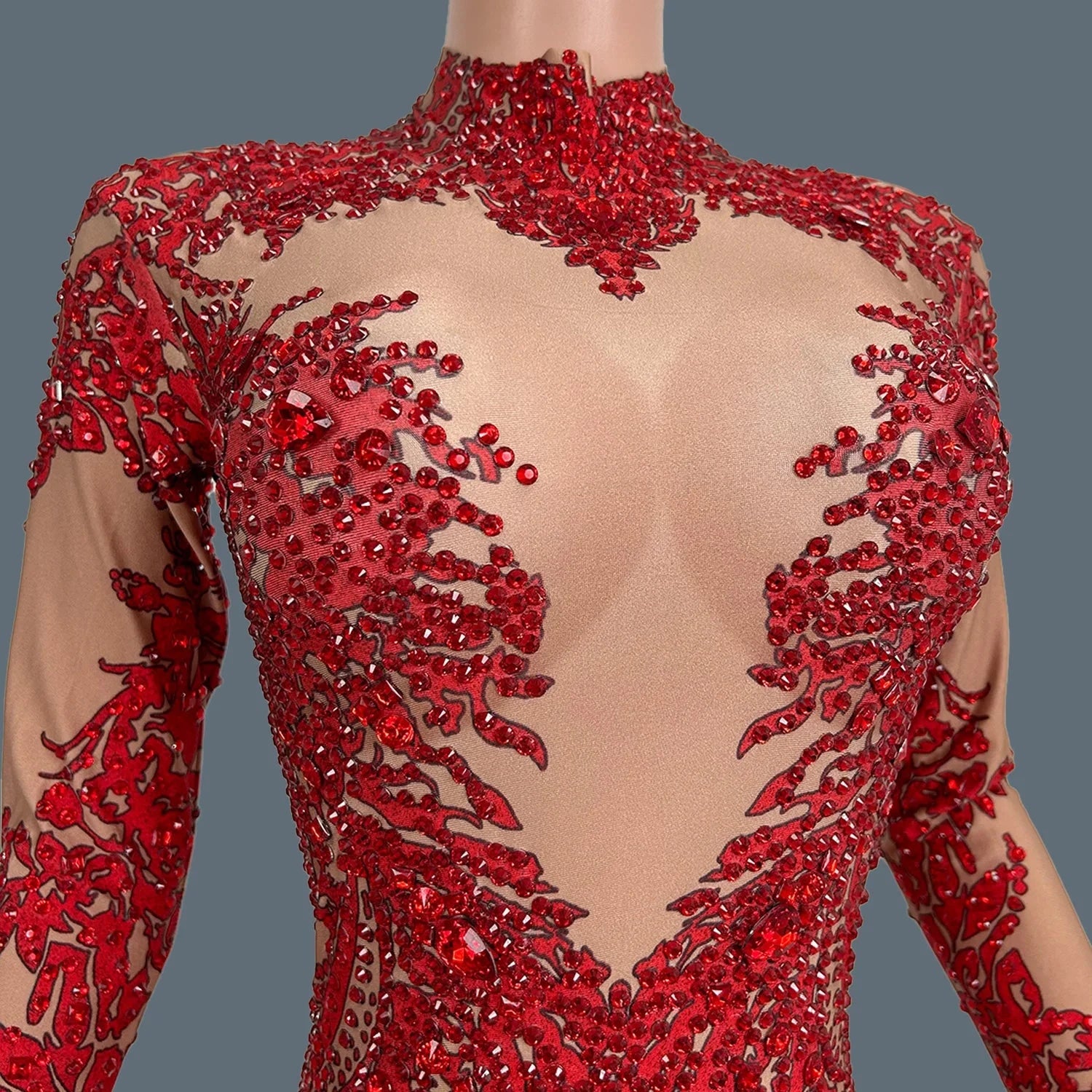 Sparkly Rhinestone Print Spandex Elastic Bodycon Jumpsuit Nightclub Party Stage Club Show Costume  Dance Skinny Wear Xiaotaohong Viralgem Store