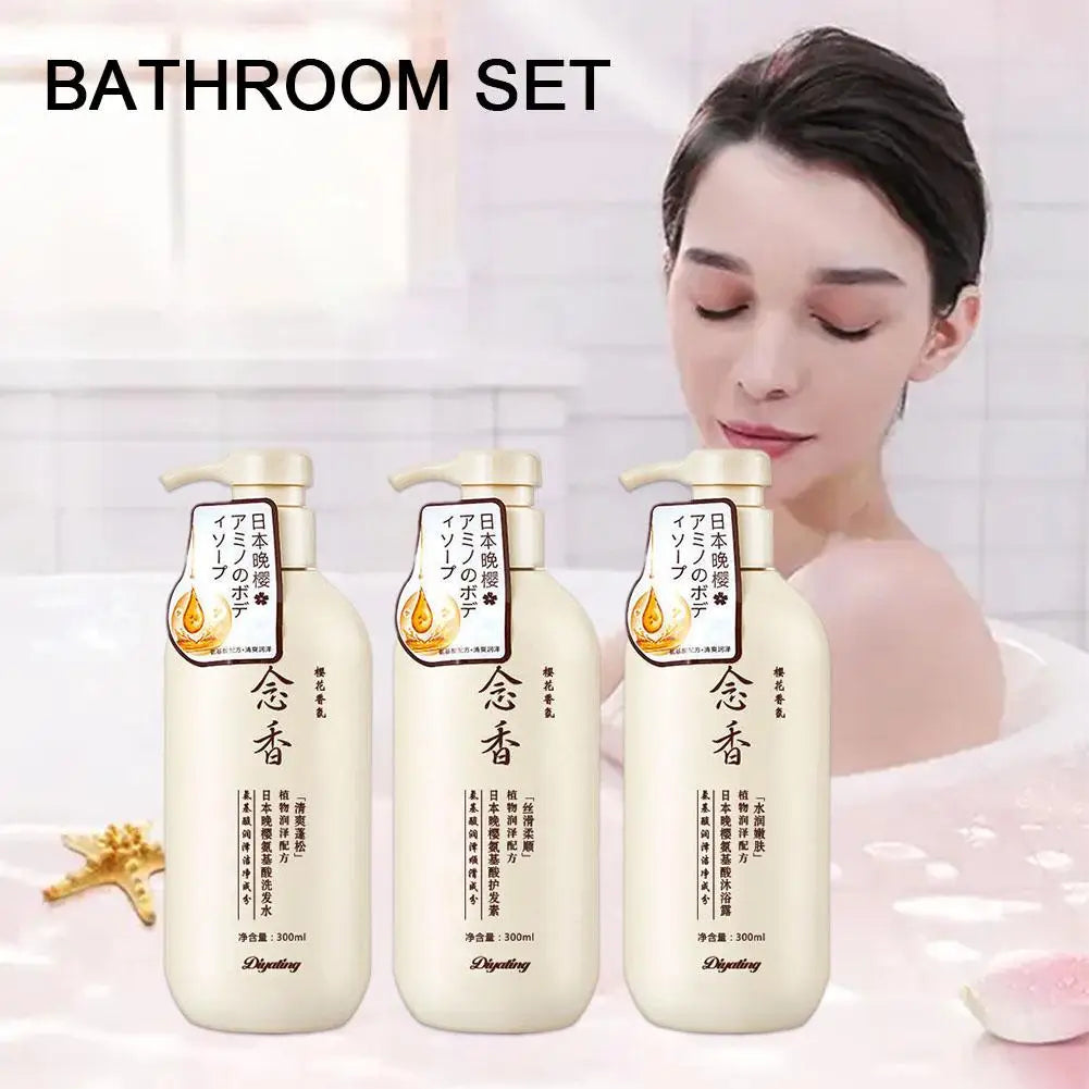 300ML Japanese Shampoo And Conditioner & Body Wash, Amino Acid Fragrant Japanese Shampoo, Japan Evening Shampoo Hair Care