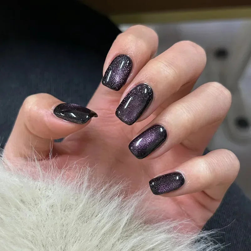 24Pcs Short Square Sweet Cool False Nails Black Flower Wearable French Nails Press on Detachable Autumn Winter Acrylic Nail Tips Viralgem Store