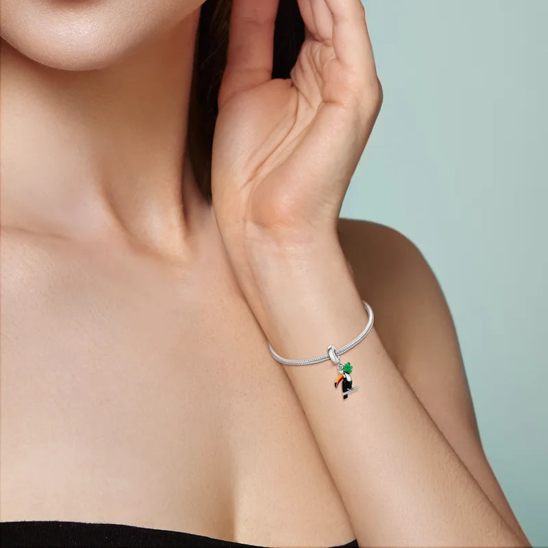 100% 925 Silver Parrot Hummingbird Owl Birds Fashion Design Charms Beads 3mm DIY Fine Jewelry Gifts Making Viralgem Store