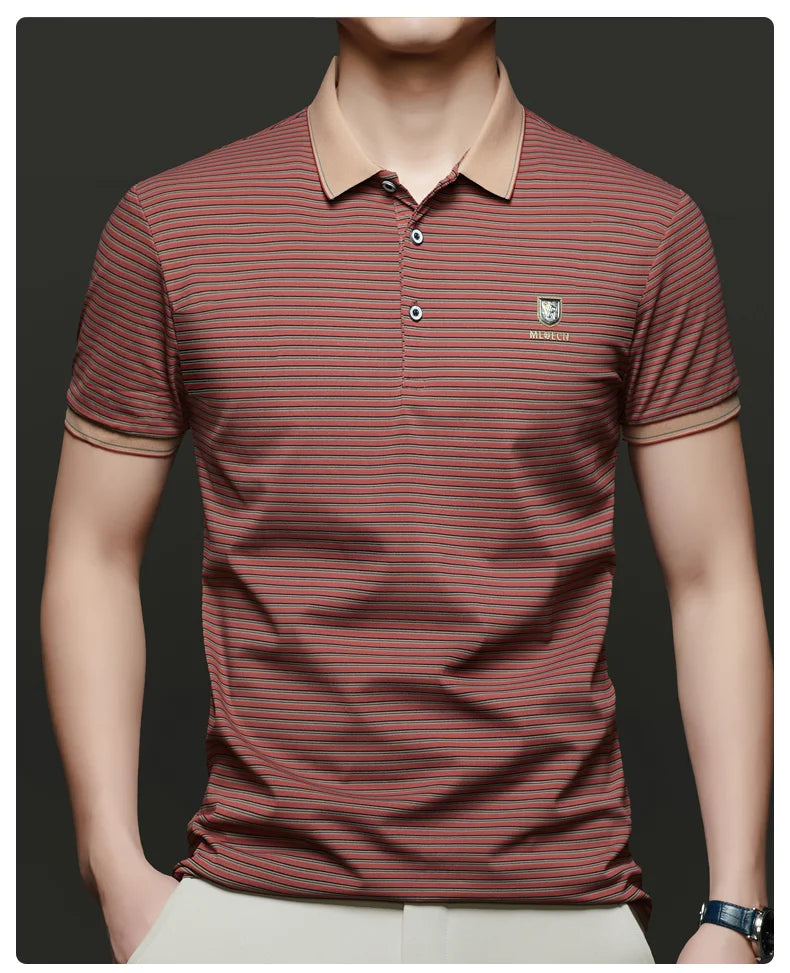 Top Grade 2025 Summer Brand Designer Polo Shirts For Men Summer Stripped Slim Fit Short Sleeve Casual Tops Fashions Men Clothes Viralgem Store