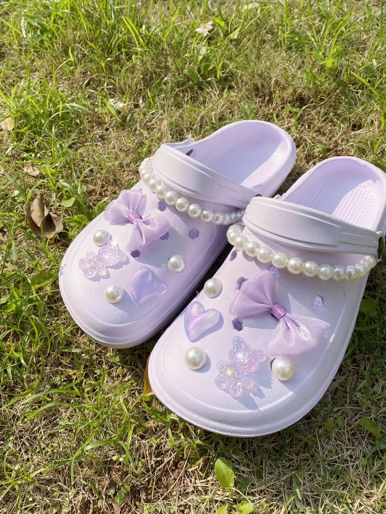 14pcs Shoe Accessories For Hollowed-Out Shoes, Diy Cloth Flowers, Bows, Pearls, And Removable Garden Shoe Decorations