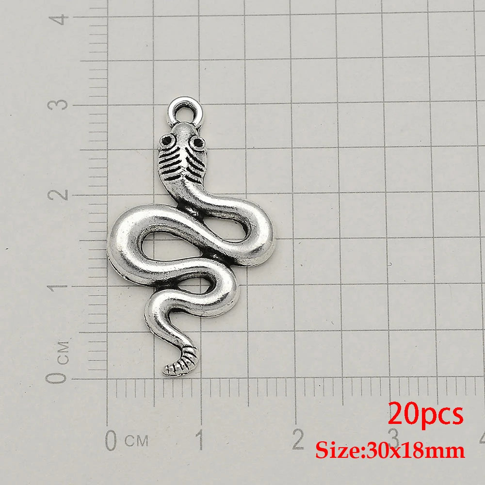 10/20pcs/lot Antique Silver Plated Snake Charms Animals Pendant For Diy Necklace Jewelry Making Findings Supplies Accessories Viralgem Store