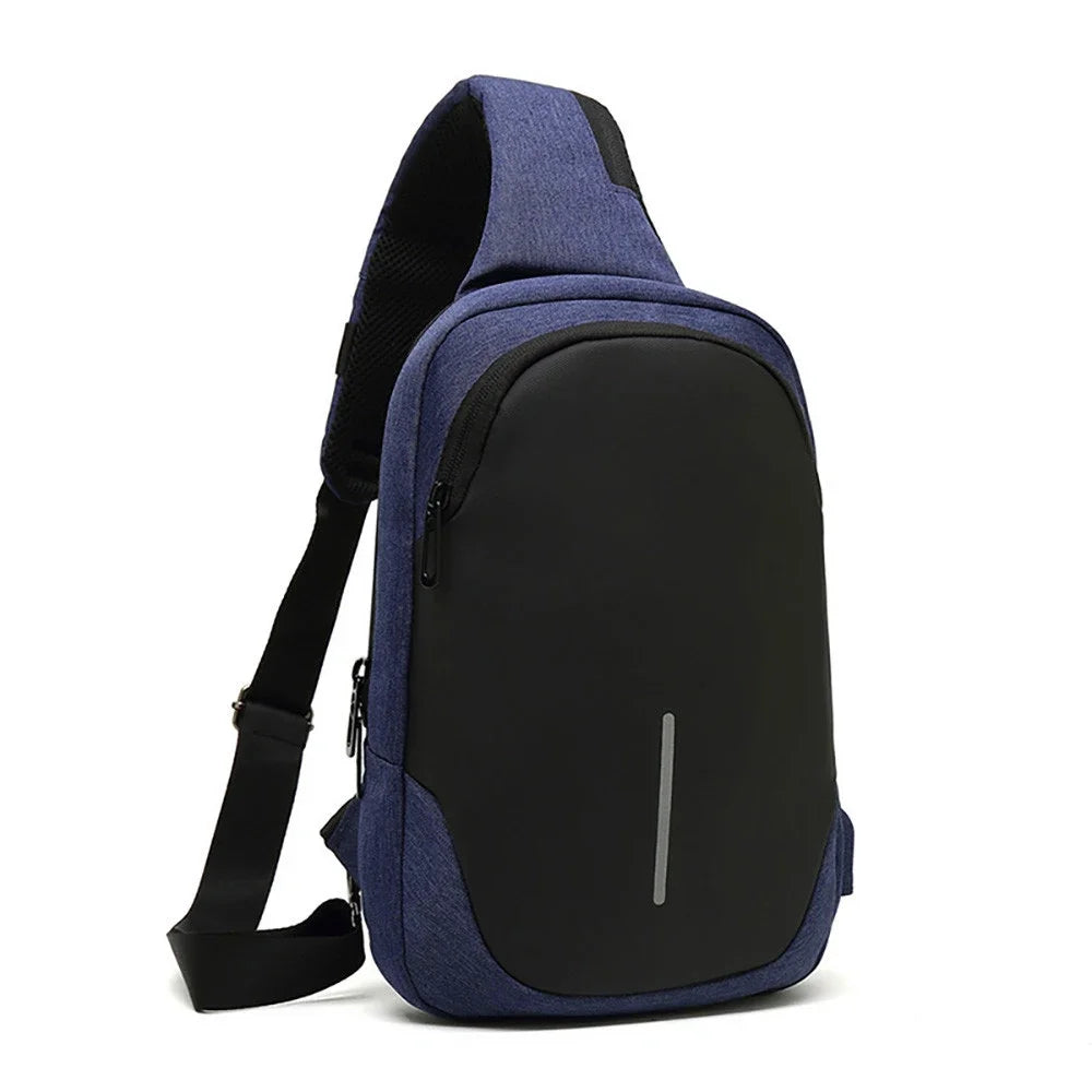 SWISS New Men's Casual Chest Bag Sports Waterproof Shoulder Bag Anti-theft Crossbody Bag Fashion Solid Color Usb Bag Sling Pack Viralgem Store